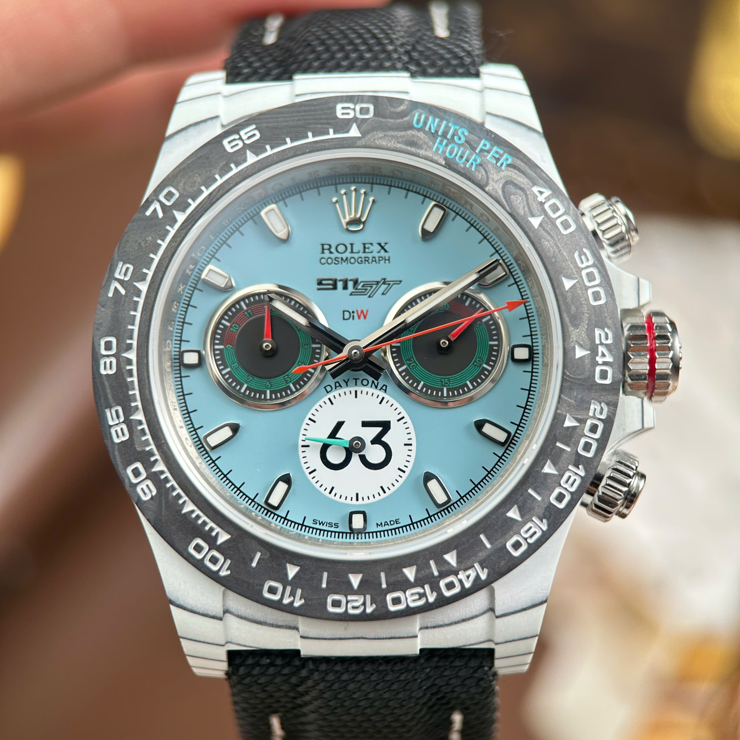 Rolex Daytona DiW Ferrari Replica 11 Dial Tiffany White Carbon Case 40mm - Image 2
