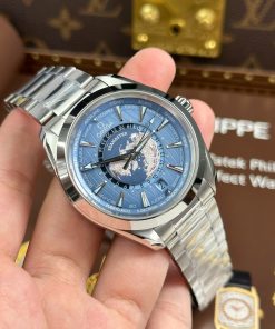 Alternative view of Omega Seamaster Rep11 Aqua Terra Worldtimer Dial Blue Metal Strap 43mm