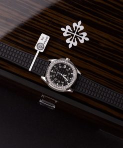 Alternative view of Patek Philippe Aquanaut 5067 Automatic Replica Watch Custom Moissanite Diamonds Black 35.6mm