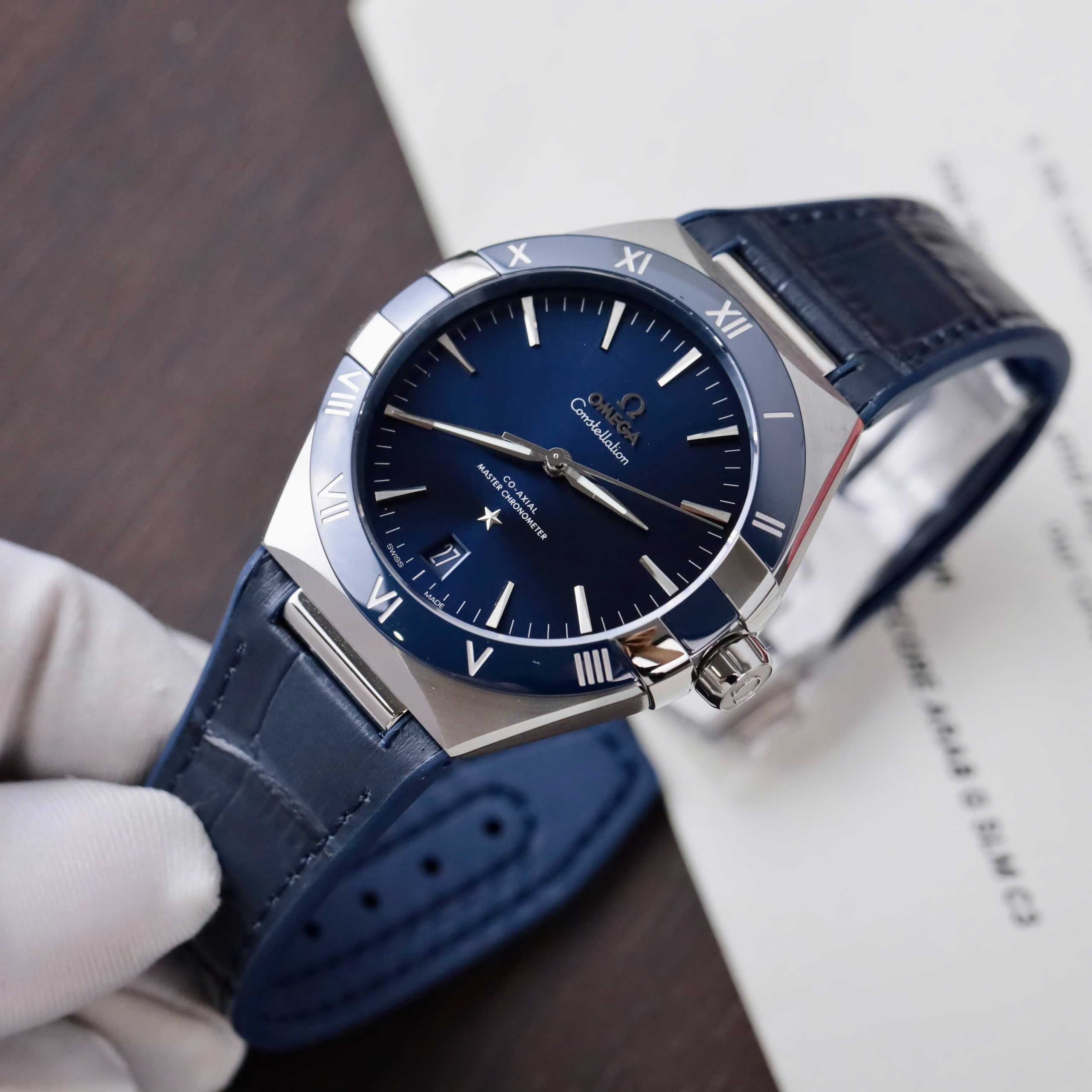 Omega Constellation Men’s Replica 11 with Blue Leather Strap VS Factory 41mm - Image 3