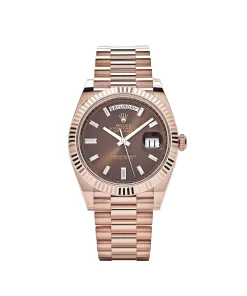 Rolex Day-Date 40 228235 Rose Gold Chocolate Baguette Diamond Dial