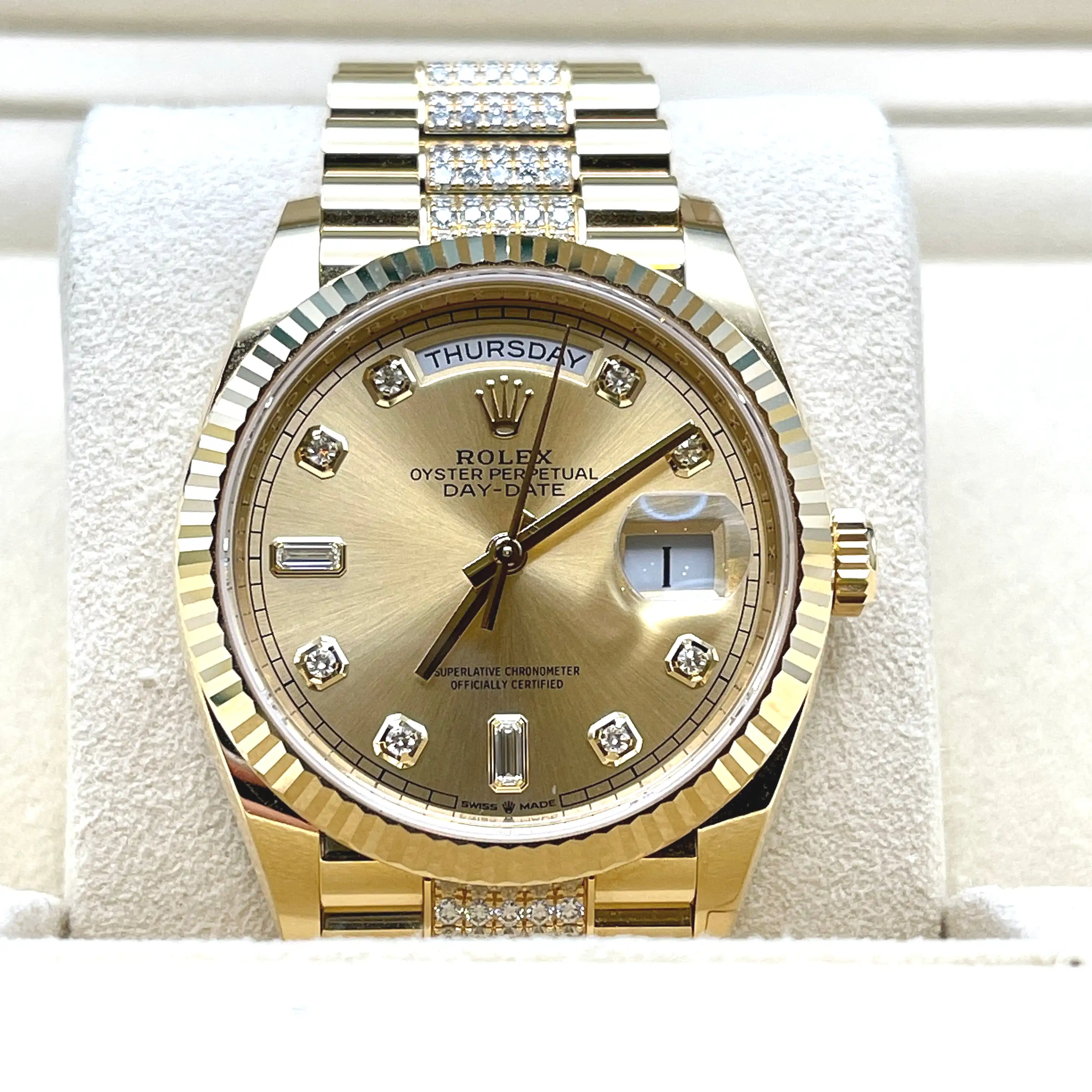 Rolex Day-Date 36 128238 Yellow Gold Champagne Diamond Dial - Image 3