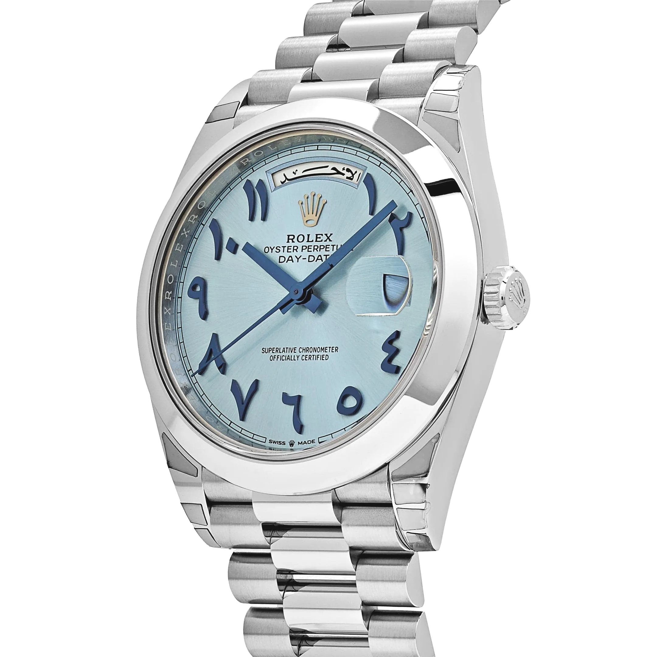 Rolex Day-Date 40 228206 Platinum Ice Blue Arabic Dial Smooth Dial - Image 3