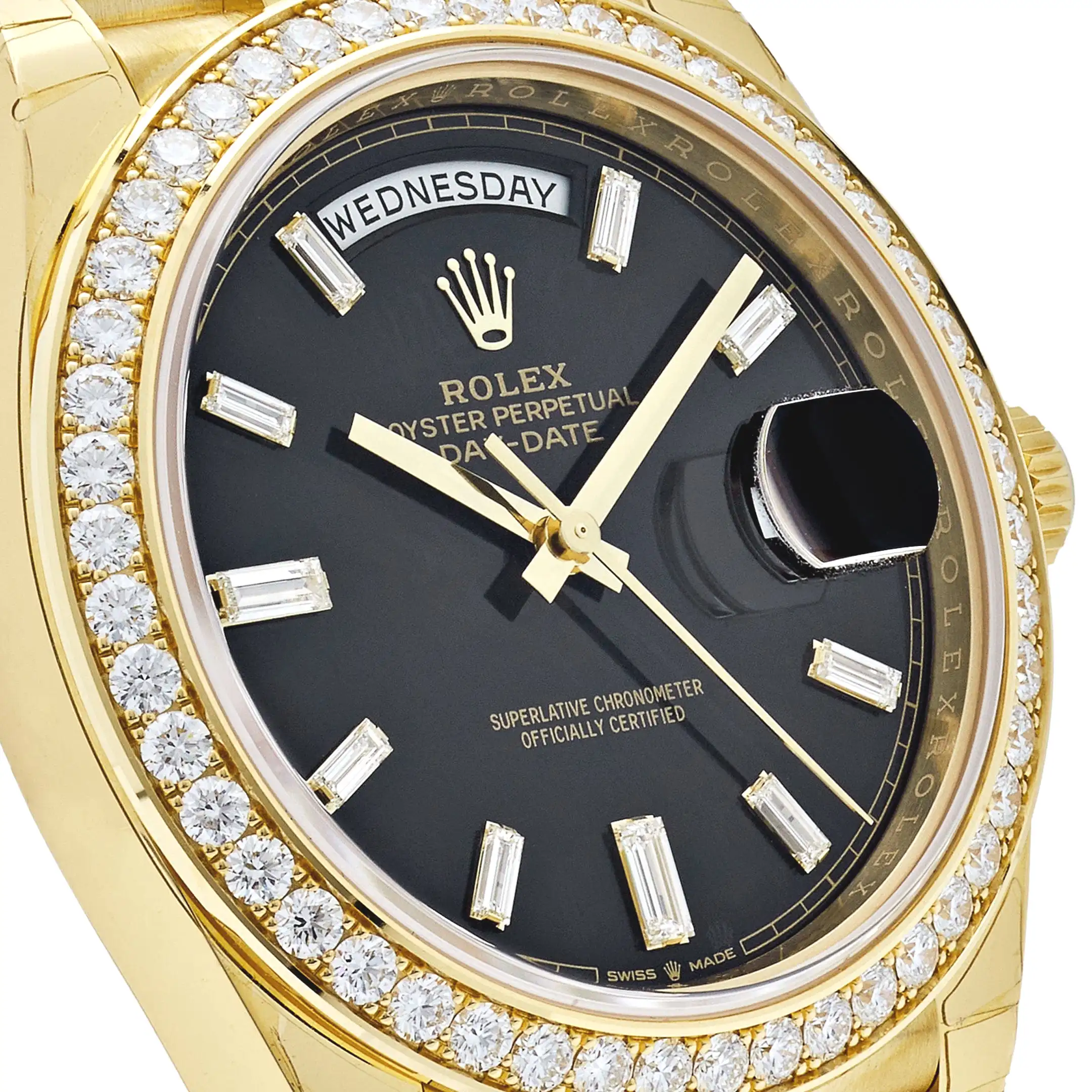 Rolex Day-Date 40 228348RBR Yellow Gold Black Diamond Dial Diamond Bezel - Image 6