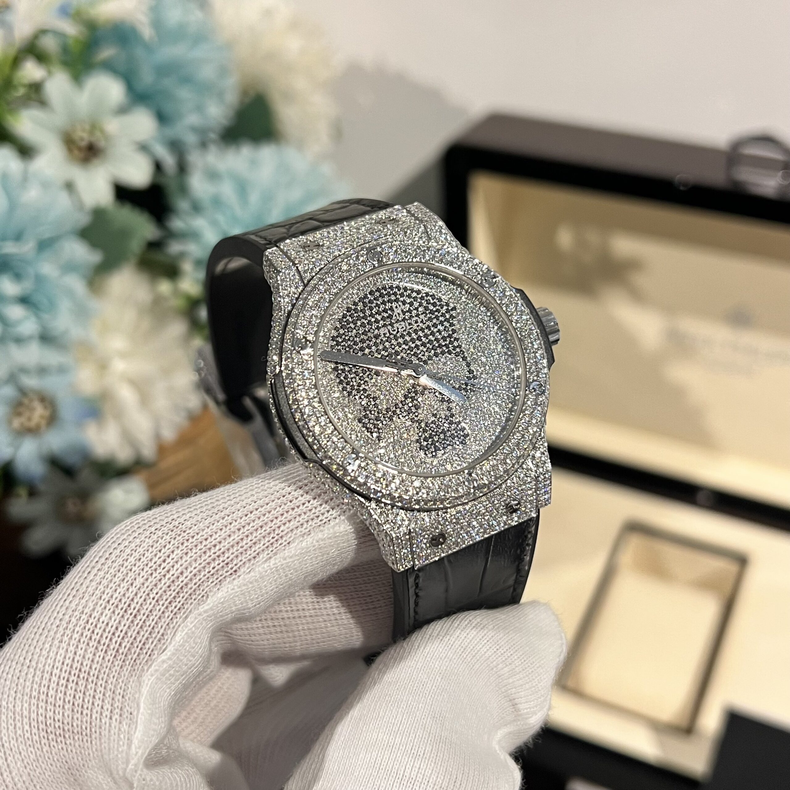Hublot Classic Fusion Skull Custom Full Moissanite Diamonds Replica 11 Watch 42mm - Image 5