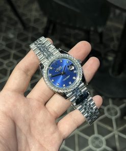 Alternative view of Rolex Datejust 126334 Custom Diamonds Moissanite Blue Dial 41mm