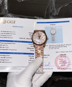 Replica Rolex Watch Day-Date Mother Of Pearl & Moissanite Diamonds Gold Wrapped GMF 40mm