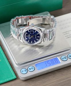 Rolex Day-Date 128236 Blue Dial Stone Markers Weight 159gr QF Factory 36mm