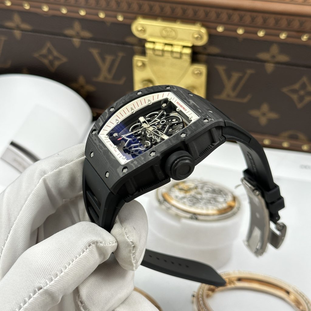 Đồng Hồ Richard Mille Chế Tác Carbon NTPT RM055 Dây Cao Su Đen Nhà Máy ZF 49.9×42.7mm