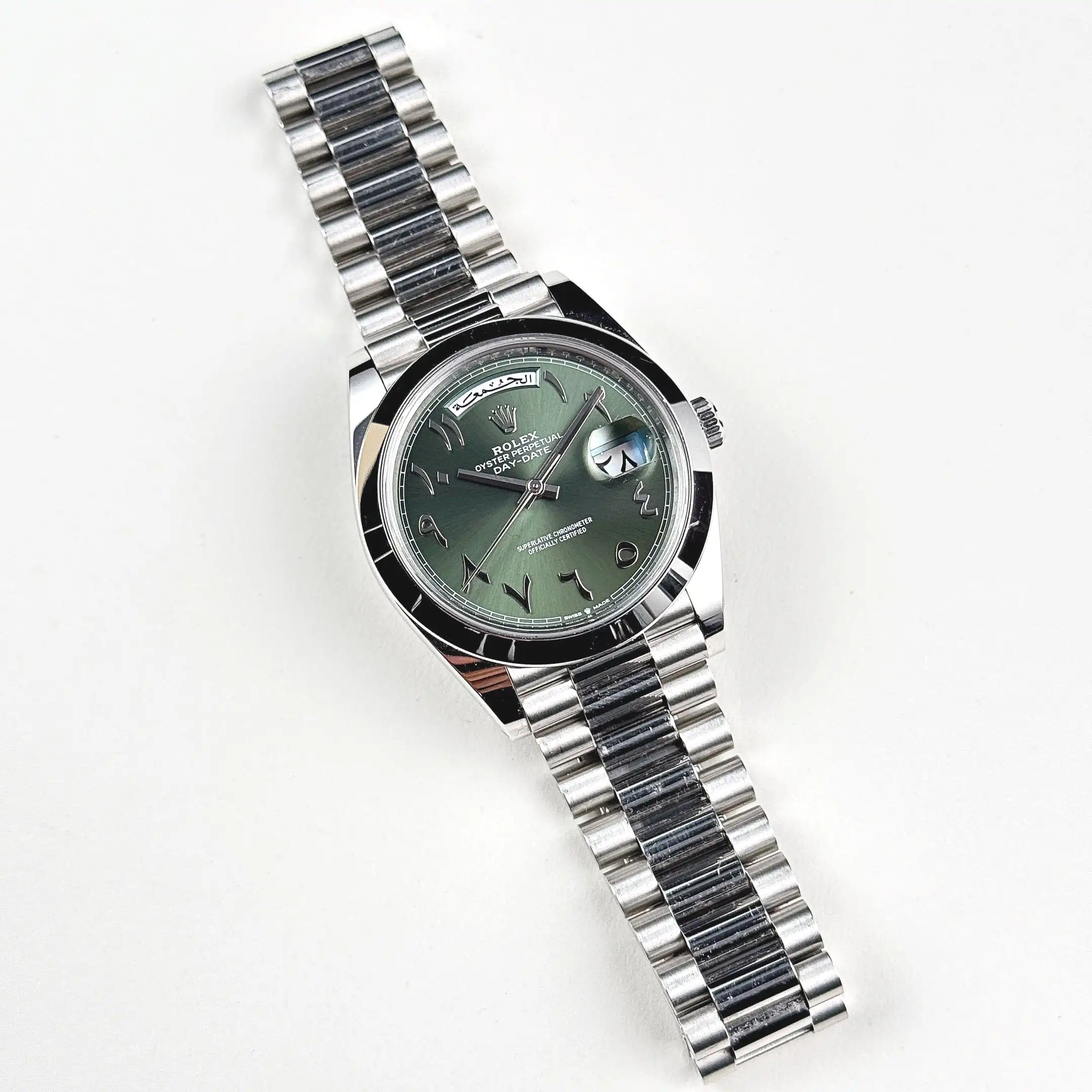 Rolex Day-Date 40 228206 Platinum Olive Green Arabic Dial - Image 3