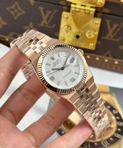 Alternative view of Rolex Land-Dweller 127335 Best Quality Rose Gold White Dial Honeycomb Pattern 40mm