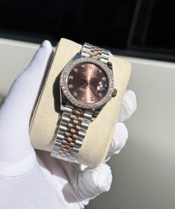 Alternative view of Rolex DateJust Custom Moissanite Diamonds Bezel Chocolate Dial 31mm