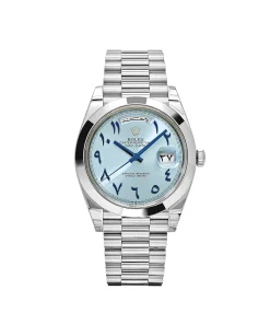 Rolex Day-Date 40 228206  Platinum Ice Blue Arabic Dial Smooth Dial