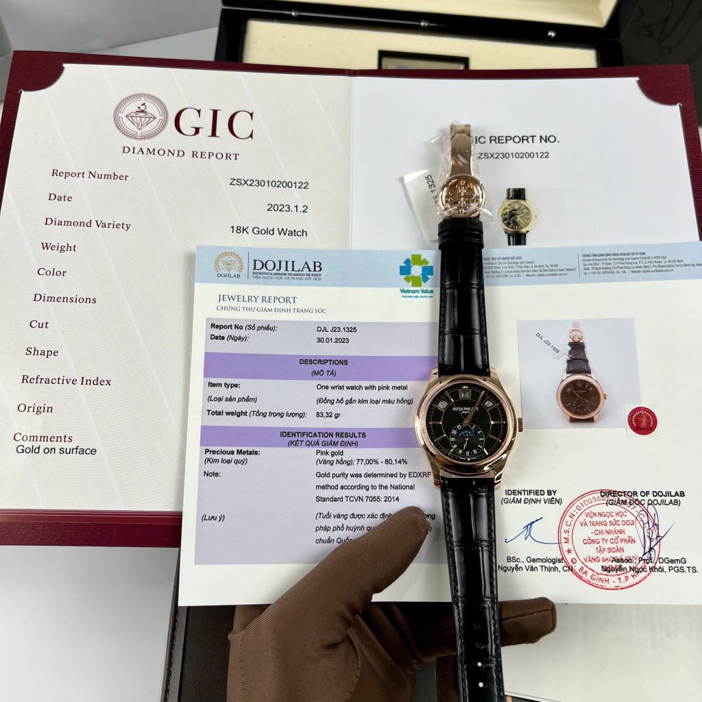 Đồng Hồ Patek Philippe 5205R Chế Tác Bọc Vàng 18K Dây Da Đen Xưởng GR 40mm