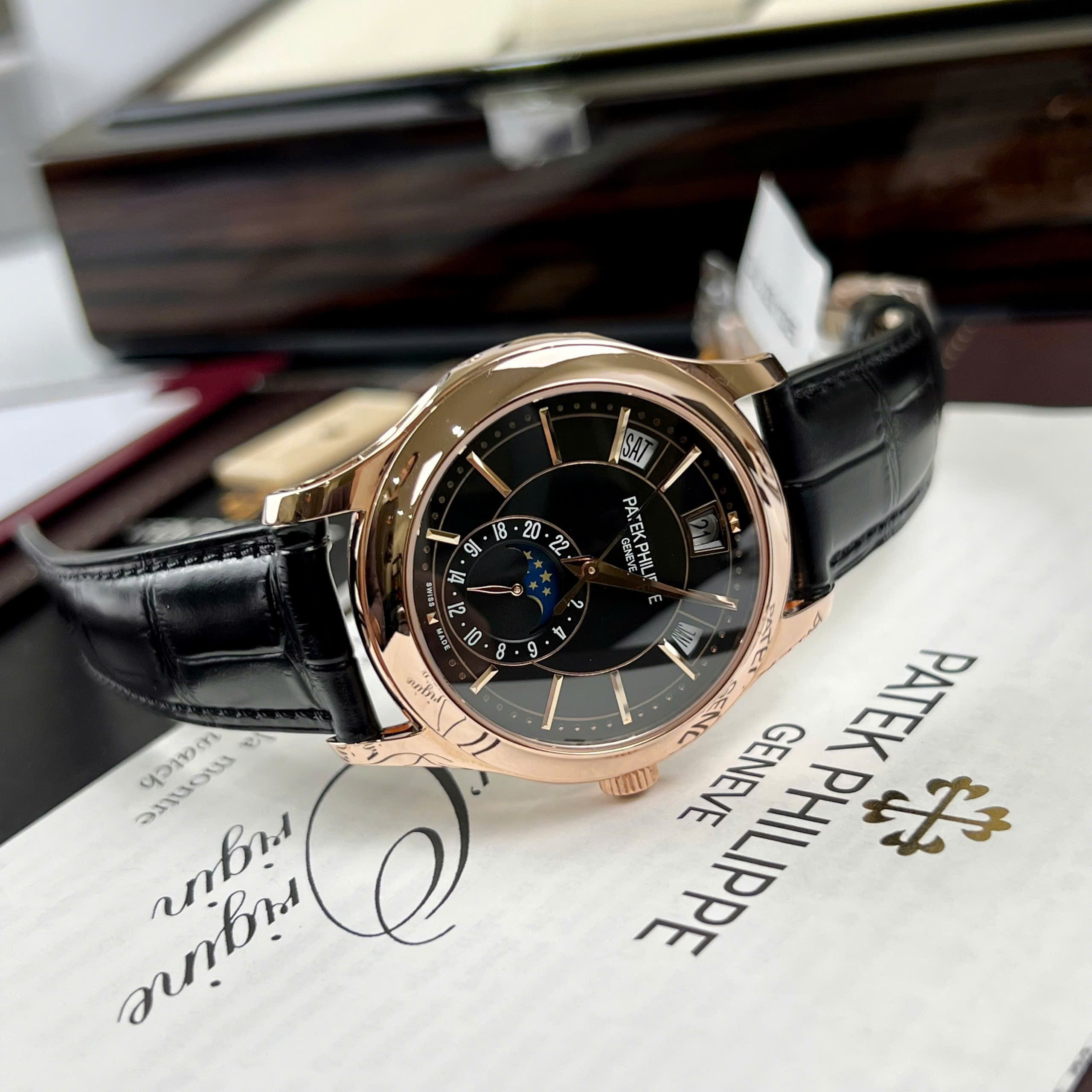 Patek Philippe 5205R 18K Gold Wrapped Black Leather Strap GR Factory 40mm - Image 4