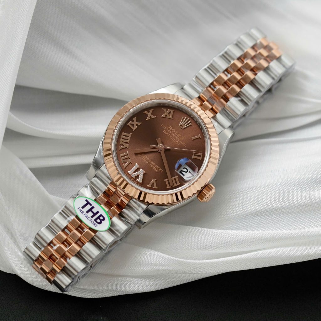 Đồng Hồ Rolex DateJust Demi Mặt Chocolate Cọc Số La Mã Nhà Máy THB 31mm