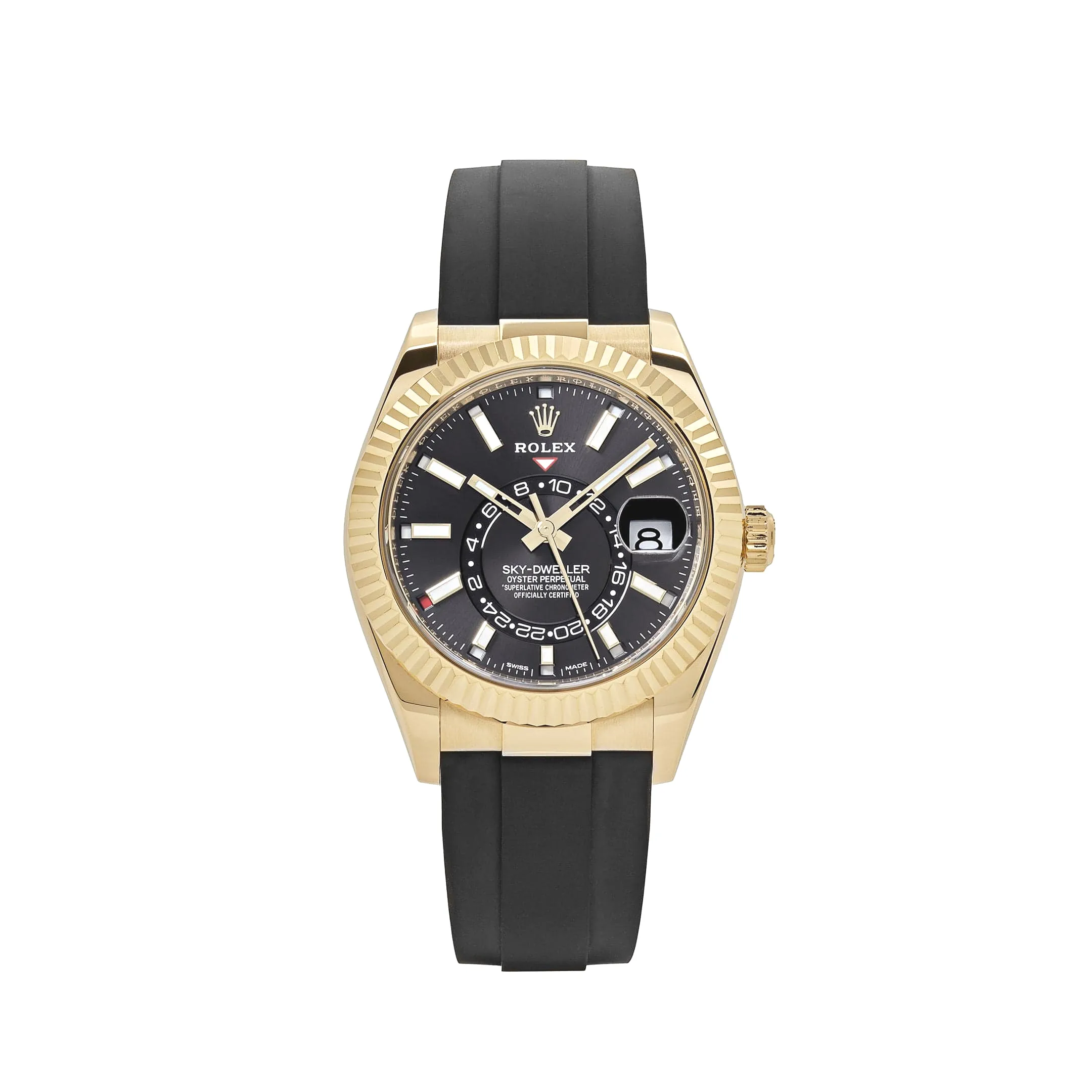 Rolex Sky-Dweller 326238 Yellow Gold Bright Black Dial 42mm