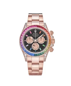 Rolex Daytona 116595RBOW ‘Rainbow’ Rose Gold Black Dial Sapphire Bezel 40mm