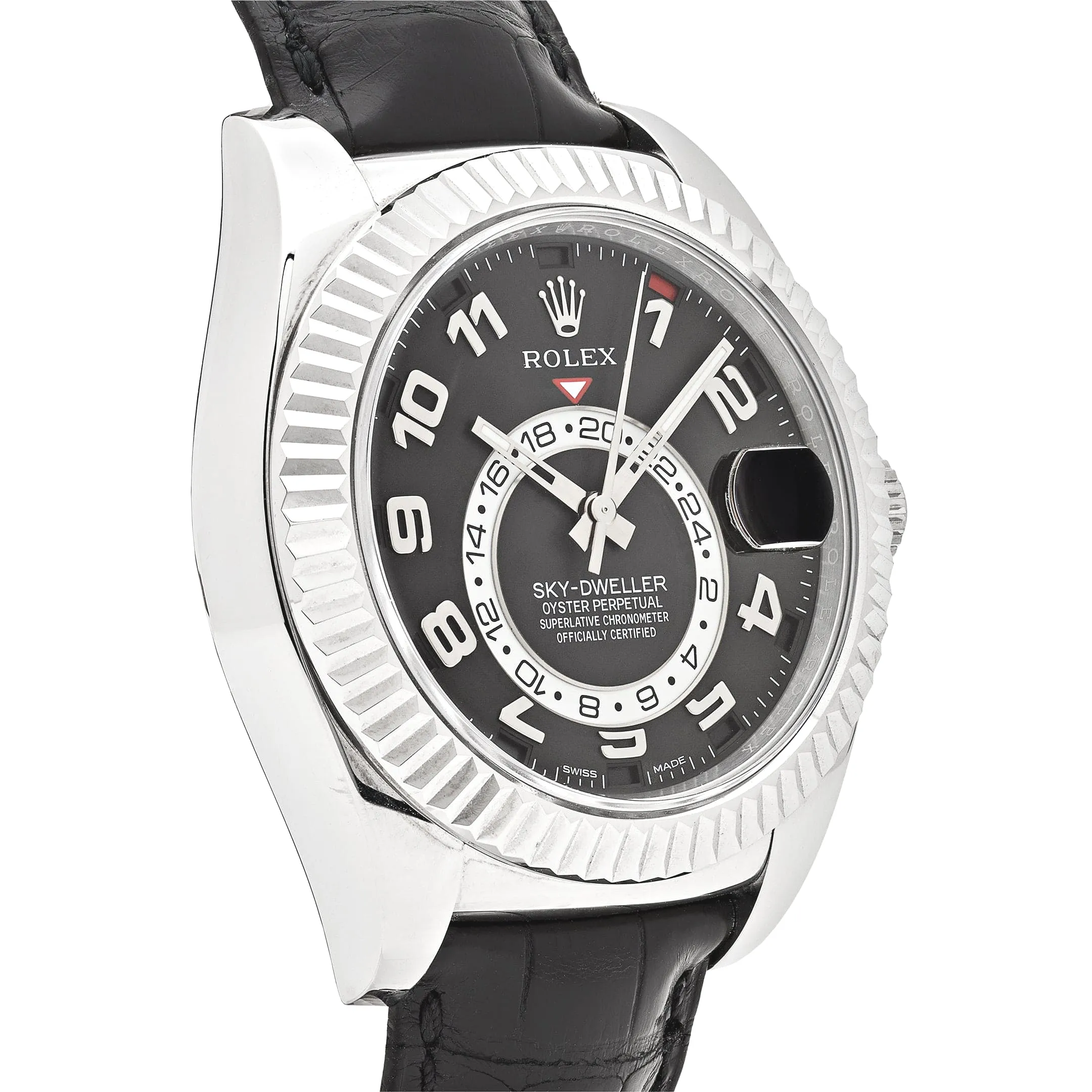 Rolex Sky-Dweller 326139 White Gold Black Dial Leather Strap 42mm - Image 4