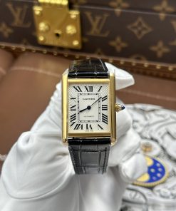 Cartier Tank Louis Replica 11 White Face Black Leather Strap 27.8×38.1mm