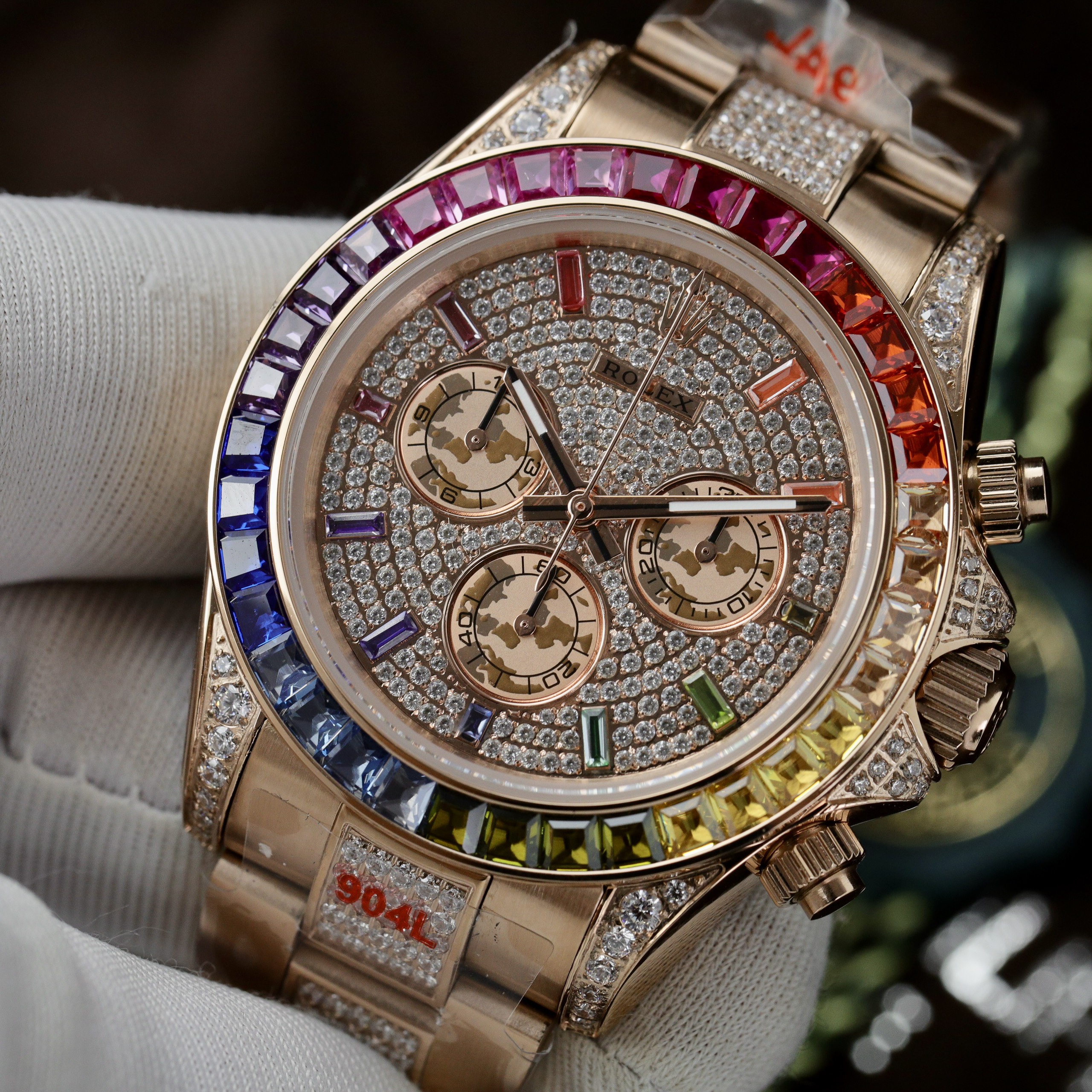 Replica Rolex Watch Daytona Rainbow High Quality Full CZ Men’s 40mm - Image 3