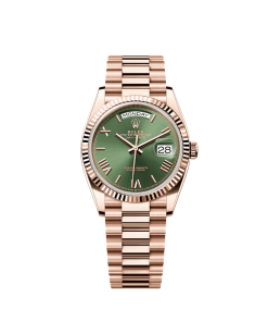 Rolex Day-Date 36mm 128235 Rose Gold Olive Green Dial