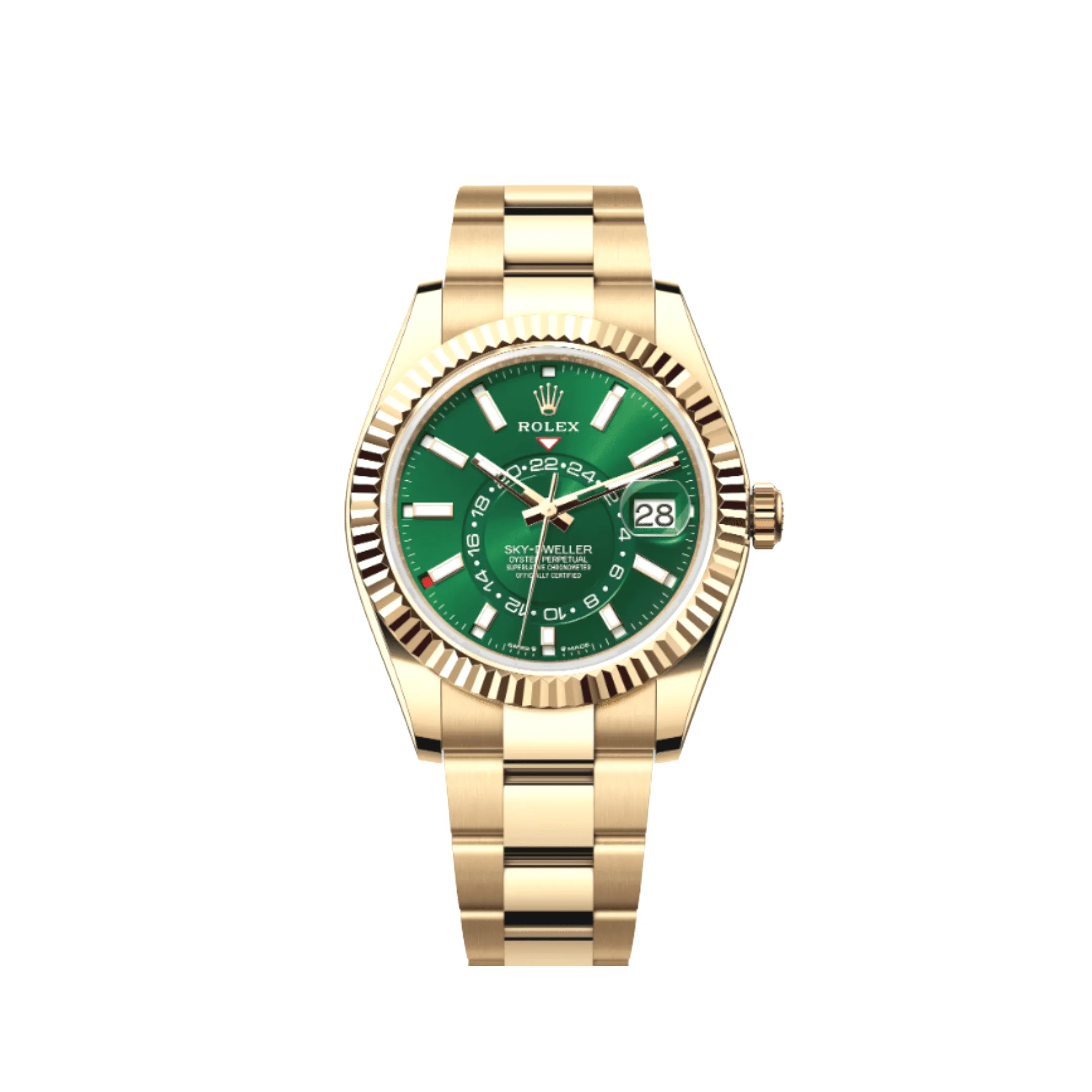 Rolex Sky-Dweller 336938 Yellow Gold Bright Green Dial Oyster 42mm