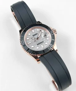 Alternative view of Rolex Yacht-Master 40 126655 Rose Gold Pave Diamond Dial