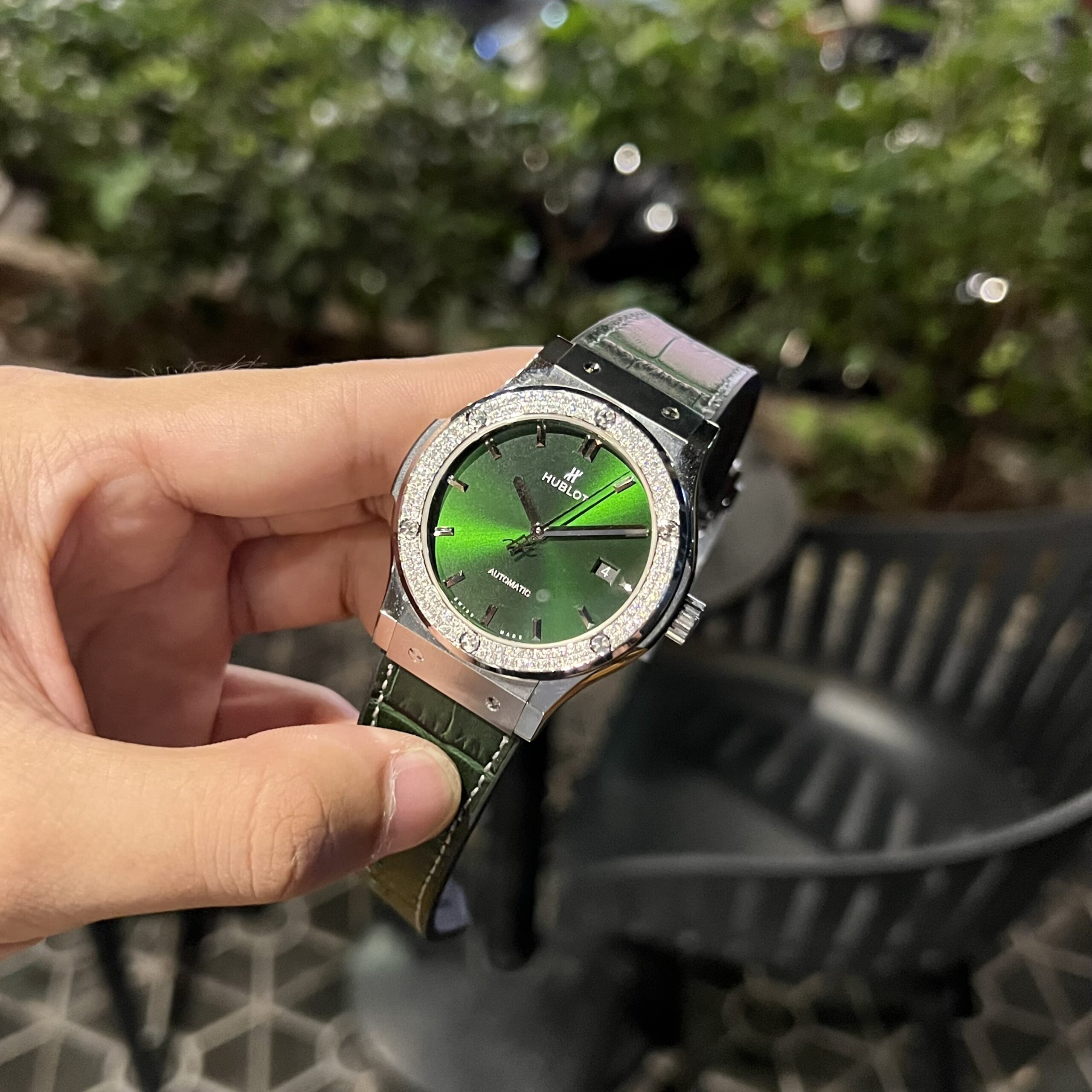 Hublot Classic Fusion Titanium Custom Diamonds Moissanite Green Dial 42mm - Image 3