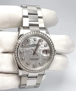 Alternative view of Rolex Datejust 36 126284RBR Stainless Steel Mother of Pearl Dial