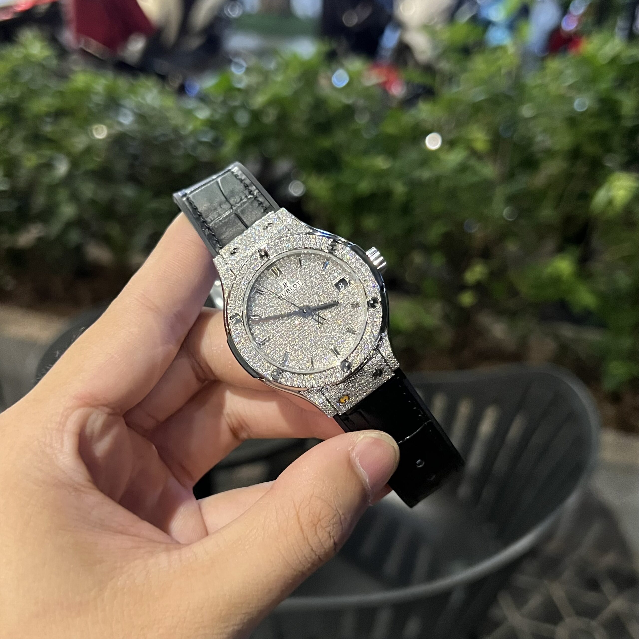 Hublot Classic Fusion Titanium Custom Full Diamonds Moissanite 38mm - Image 3