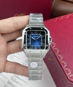 Alternative view of Cartier Best Replica Watch Santos WSSA0030 Blue Dial BV Factory 39.8mm