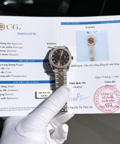 Rolex DateJust Custom Moissanite Diamonds Bezel Chocolate Dial 31mm