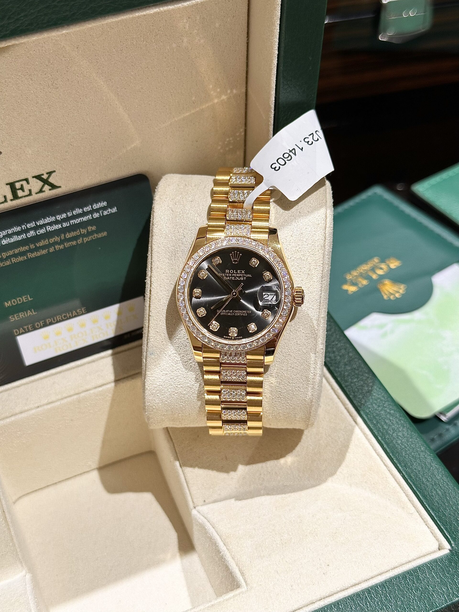 Rolex DateJust 18K Gold Wrapped Custom Diamonds Moissanite 31mm