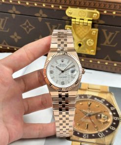 Rolex Land-Dweller 127335 Best Quality Rose Gold White Dial Honeycomb Pattern 40mm