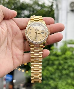 Alternative view of Rolex Day-Date 18K Gold Wrapped Custom Moissanite Diamonds GMF 40mm