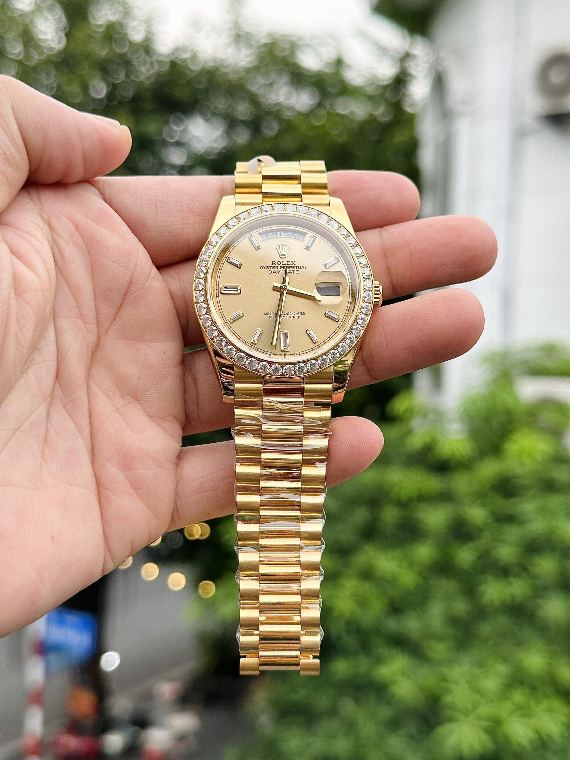 Rolex Day-Date 18K Gold Wrapped Custom Moissanite Diamonds GMF 40mm - Image 2