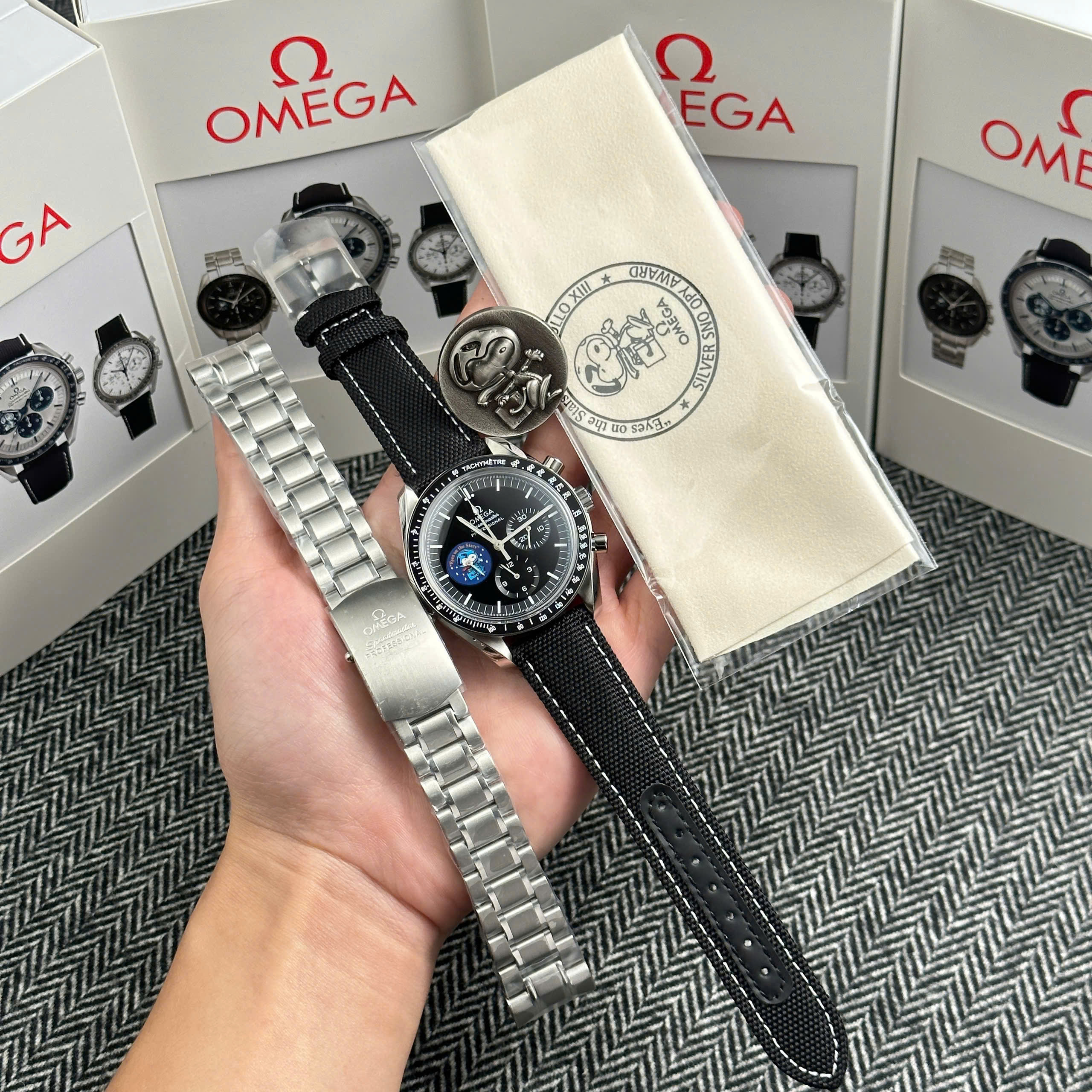 Omega Best Quality Watch Speedmaster Silver Snoopy 50th Anniversary Edition Black Dial New 2025 42mm