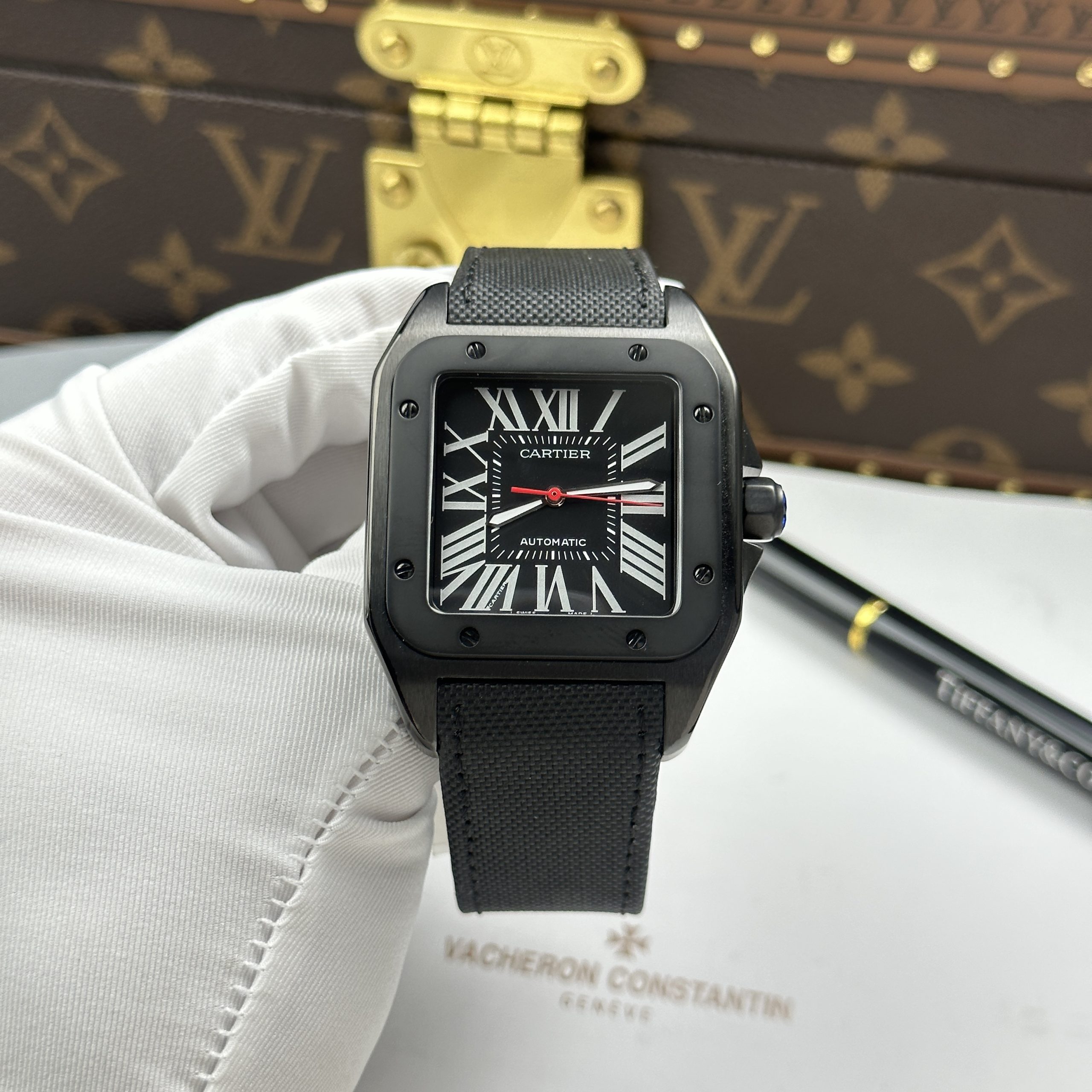 Cartier Santos 100 XL Replica Luxury Watch AlLC Plated Case Black Dial 41x51mm