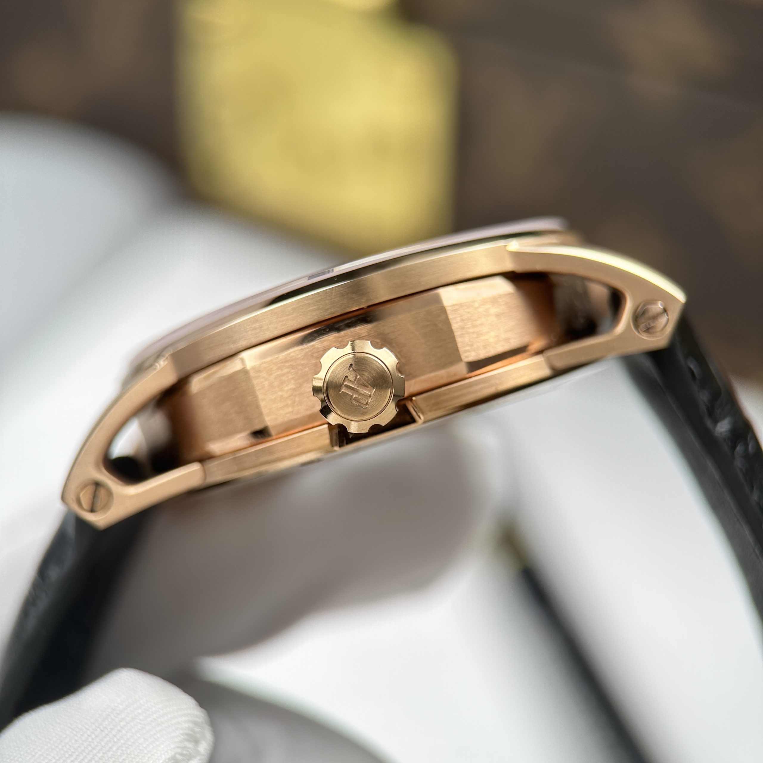 Audemars Piguet 26600 Replica Luxury Tourbillon Openwork Rose Gold Plated Leather Strap 41mm - Image 12
