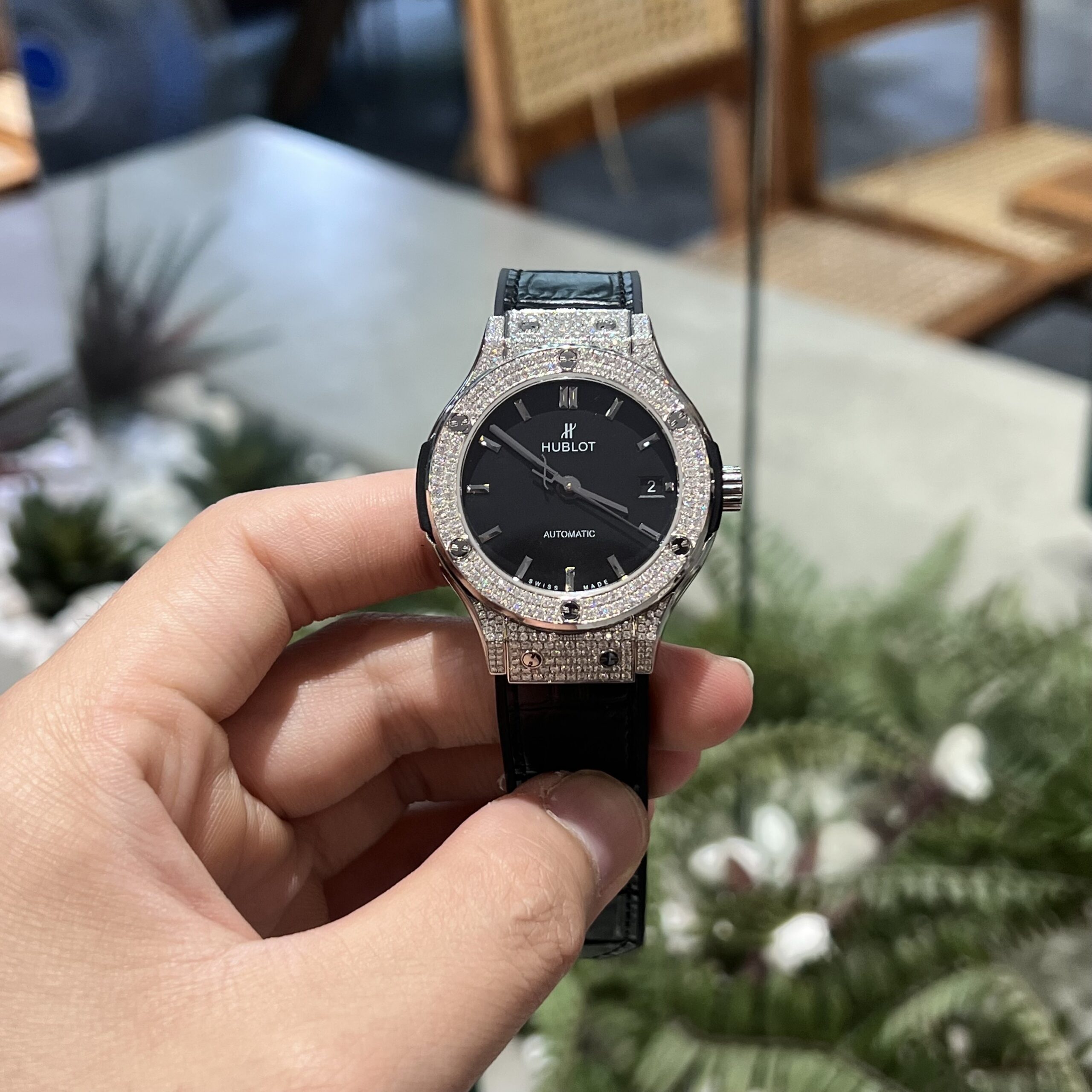 Hublot Classic Fusion Titanium Custom Diamonds Moissanite Black 38mm