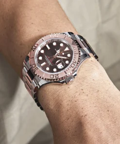 Alternative view of Rolex Yacht-Master 40 126621 Stainless Steel Rose Gold Brown Dial