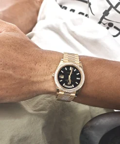 Alternative view of Rolex Day-Date 40 228398TBR Yellow Gold Onyx Baguette Diamond Dial Baguette Bezel