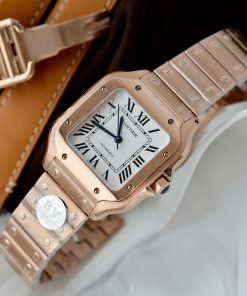 Alternative view of Cartier Santos Rep 11 Women’s Rose Gold Plated White Dial BV Factory 35.5mm