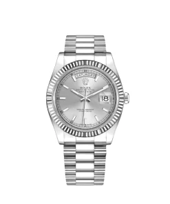 Rolex Day-Date 36 218239 White Gold Silver Dial