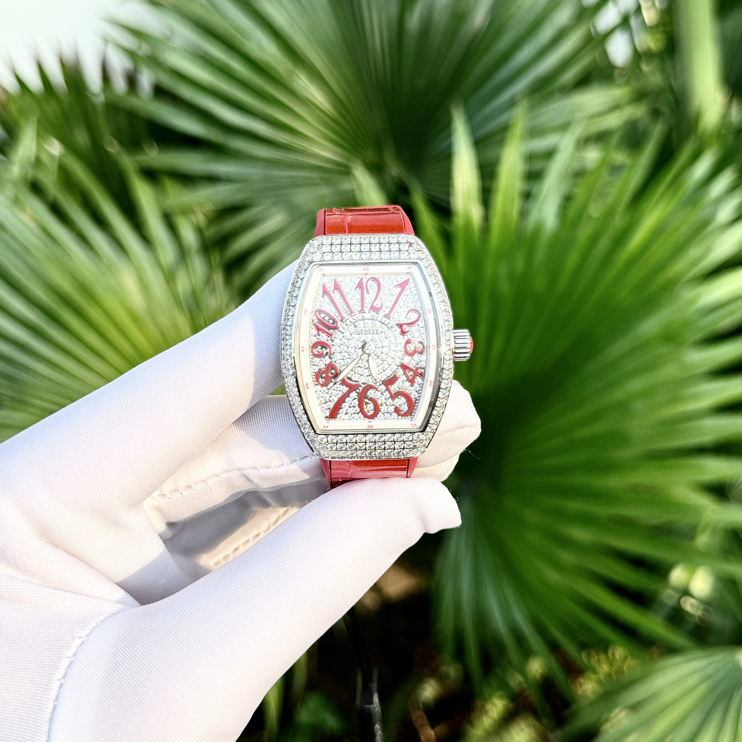 Franck Muller V32 Diamonds Red Color ABF Factory Replica Watch 36mm - Image 2