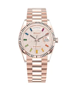 Rolex Day-Date 36 128235 Rose Gold Diamond Paved Dial