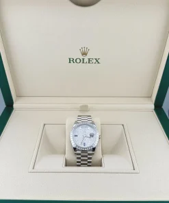 Alternative view of Rolex Day-Date 40 228396TBR Platinum Diamond Bezel Diamond-Paved Sapphire Dial