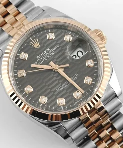 Alternative view of Rolex Datejust 36 126231 Rose Gold Stainless Steel Slate Motif Diamond Dial