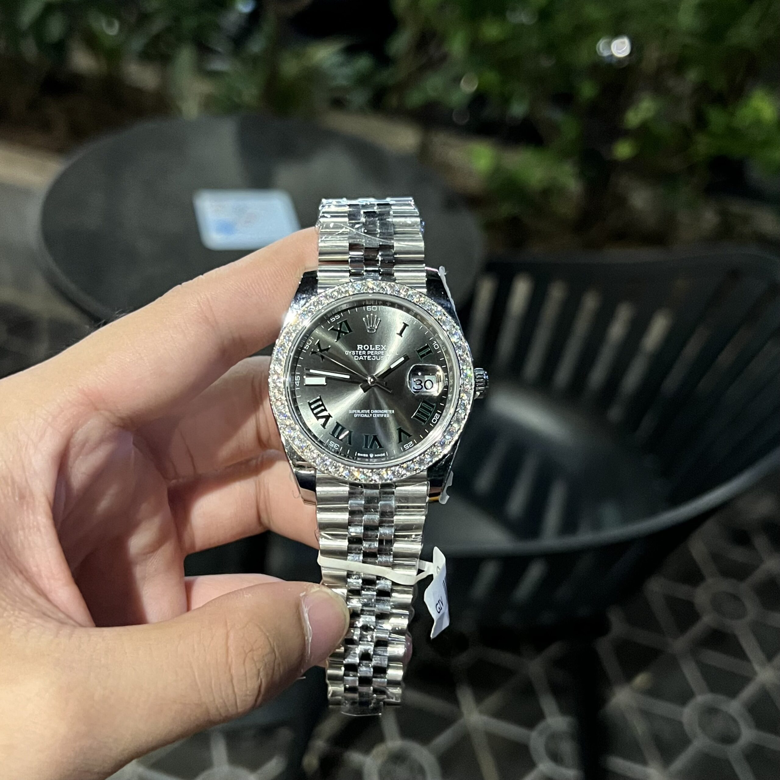Rolex Datejust 126334 Custom Diamonds Moissanite Gray Dial 41mm